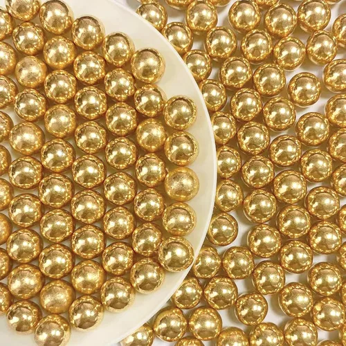 PhilaeEC Perlas doradas de 0.394 pulgadas (0.394 in) para decoración de pasteles, dulces comestibles, para hornear, galletas, cupcakes, bodas,
