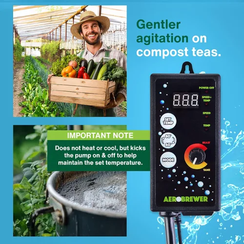 Vista 4 de AEROBREWER Controlador de temperatura + potencia - Controladores de velocidad variable para bomba de agua de motor eléctrico, controlador