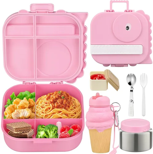 Vista 10 de Aimsnk Juego de Loncheras para Niños - Frasco de Alimentos Aislado de 12 oz, Bolsa Térmica, Envases de Comida para Almuerzo a Prueba de Fugas