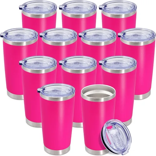 Vista 40 de Vaso de viaje de café de 20 onzas a granel con tapa, acero inoxidable de doble pared aislada al vacío, tazas con recubrimiento en polvo que se
