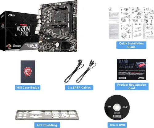 Vista 6 de MSI A520M-A PRO Placa base para gaming (AMD Ryzen 5000, AM4, DDR4, PCIe 3.0, SATA 6Gb/s, M.2, USB 3.2 Gen 1, DVI/HDMI, Micro-ATX)