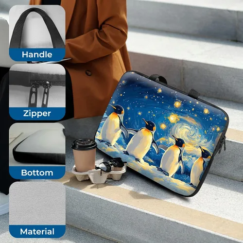 Vista 18 de Funda para laptop con asa de 10 pulgadas, impermeable, diseño de onda, compatible con MacBook Air, Pro, HP, Dell, Lenovo, ASUS
