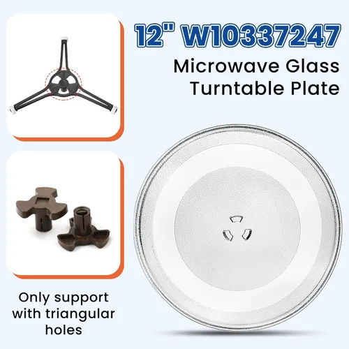 Vista 5 de Placa giratoria de vidrio para microondas W10337247 de 12 pulgadas para placa de vidrio de microondas Whirlpool - Reemplace la bandeja de vidrio