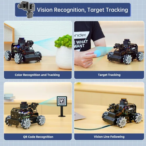 Vista 4 de Robot Car para Raspberry Pi 5 ROS2 programable AI Vision Smart Robot Kit 360° Movimiento chasis, Lidar SLAM mapeo navegación planificación ruta