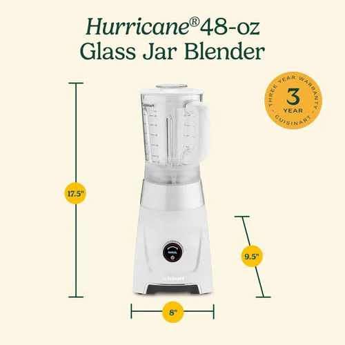 Vista 8 de Cuisinart Hurricane® - Batidora digital en tarro de vidrio de 48 onzas, manual de 5 velocidades, 6 ajustes preestablecidos, batido, batido, cóctel