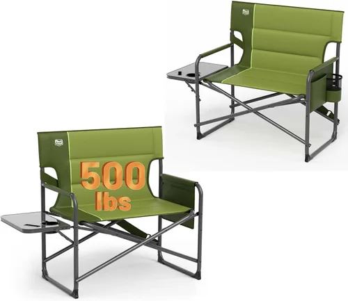 Vista 16 de Timber Ridge XXL - Silla de director – Silla de camping plegable resistente para adultos, capacidad de 500 libras, asiento acolchado extra ancho Azul