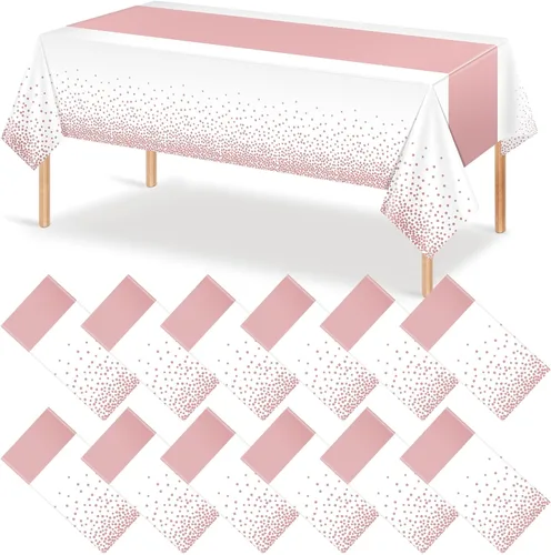 Vista 56 de 3 piezas de mantel y camino de mesa blanco y dorado para decoración de fiesta, mantel de plástico blanco con estampado dorado, camino de mesa Oro