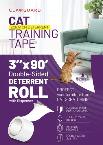 Vista 2 de CLAWGUARD Dispensador de cinta protectora de muebles para arañazos para gatos, cinta antiarañazos para muebles, protector de sofá contra garras