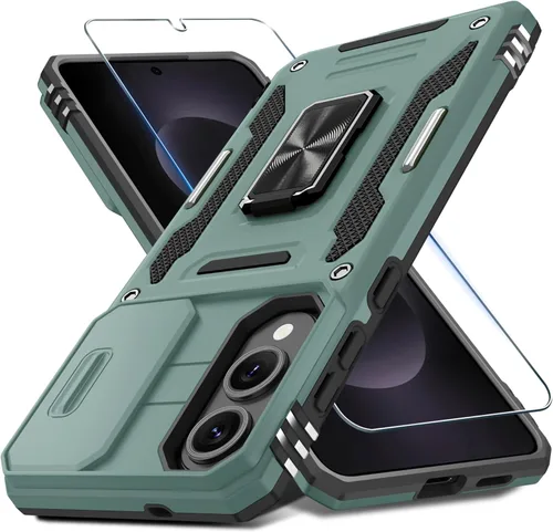 Vista 95 de DEERLAMN Funda para Samsung Galaxy A15 5G con cubierta deslizante para la cámara + protector de pantalla (1 paquete), soporte de anillo giratorio