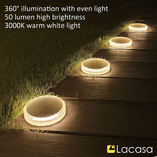 Vista 8 de Luces solares de cubierta, luz de muelle de entrada alimentada por energía solar al aire libre, impermeable, escalera, camino, lámpara LED de tierra