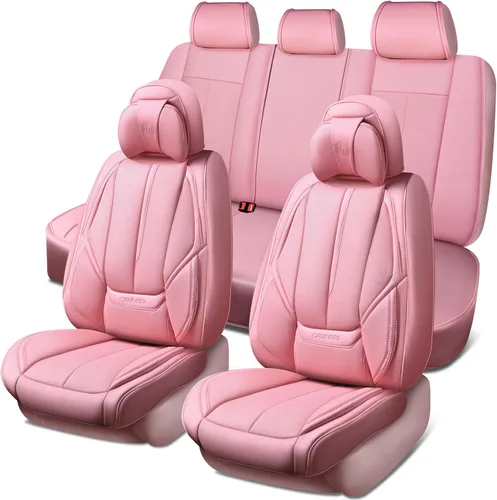Vista 9 de CAR PASS Fundas de asiento de automóvil de piel de napa para 5 asientos, soporte lumbar de lujo, impermeables, transpirables, duraderas, todas