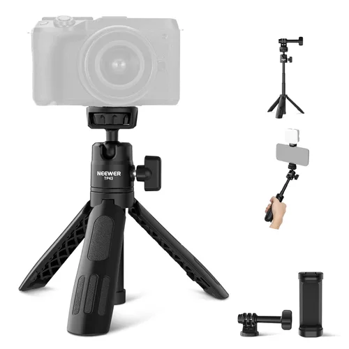Vista 9 de NEEWER Palo selfie con obturador remoto Bluetooth desmontable, trípode de viaje plegable ligero para iPhone para vlogs de YouTube/TikTok
