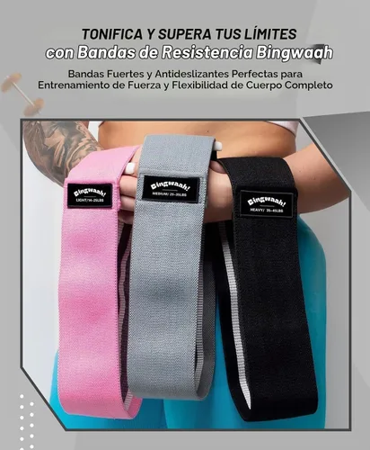 Vista 2 de Bingwaah Loop Resistance Exercise Bands – Fabric & Elastic Sets of Exercise Bands for Strength Training - Rehab, Yoga, Pilates & Home Workout with