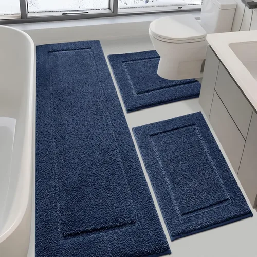 Vista 34 de Alfombras de baño de 24 x 17 pulgadas, microfibra extra suave y absorbente, parte trasera antideslizante, secado rápido, lavable a máquina, tapetes