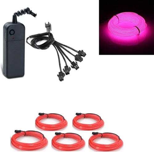 Vista 14 de ABALDI Cable EL, luz de neón portátil, funciona con pilas, paquete de cables electroluminiscentes, alto brillo para decoración de fiestas de Navidad