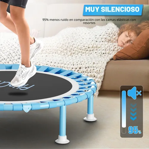 Vista 7 de 40" Fitness Mini Trampoline with Adjustable Handle Bar, 330lbs Foldable Bungee Rebounder for Adults and Kids, Stable & Quiet Exercise Rebounder