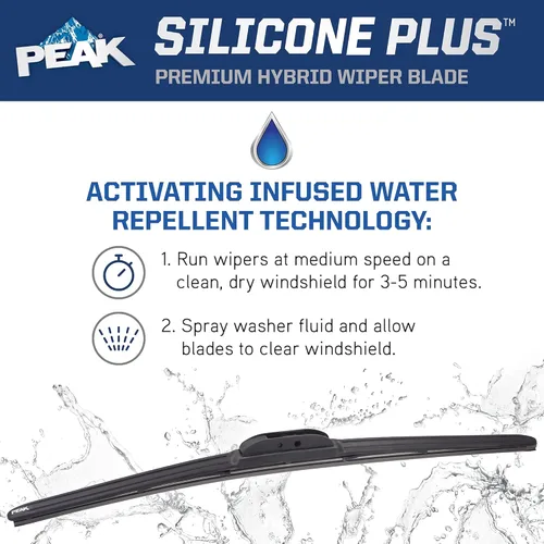 Vista 6 de PEAK Silicone Plus - Escobilla limpiaparabrisas híbrida de 18 pulgadas para todo clima, repuesto premium para parabrisas delantero con conector