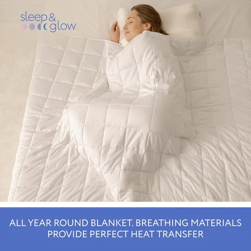 Vista 5 de SLEEP & GLOW Manta con peso refrescante de algodón de 400 hilos de alta calidad con cuentas de vidrio y sin pegamento para todas las estaciones
