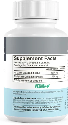 Vista 6 de FREEDA Glucosamina MSM – Suplemento vegano de flexibilidad y movilidad articular – Glucosamina vegetariana sin mariscos – Apoya la función articular