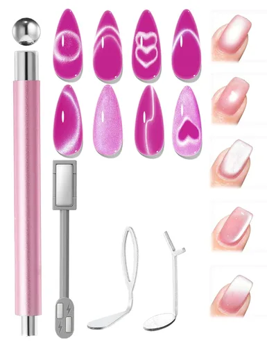 Vista 24 de Modelones – Set de imanes magnéticos efecto ojo de gato para uñas, 15 piezas, varillas e imanes redondos y cuadrados, potente herramienta para crear