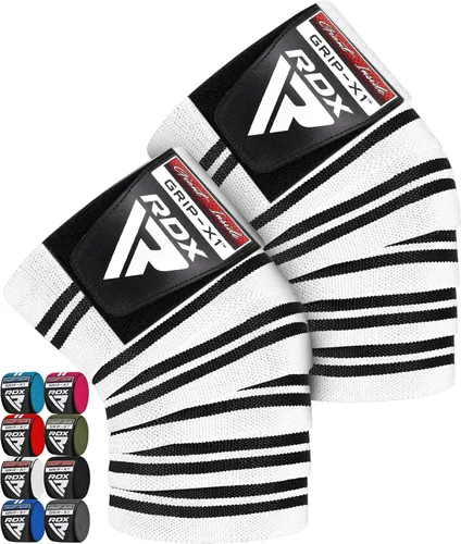 Vista 12 de RDX Rodilleras para levantamiento de pesas, correas elásticas de 78 pulgadas, levantamiento de potencia, soporte de prensa de piernas, gimnasio