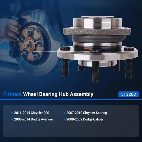Vista 2 de Autoround 513263 Conjunto de buje y rodamiento de rueda delantera (codificador ABS) Compatible con Chrysler 200 2011-2014, Sebring/Cirrus 2007-2010