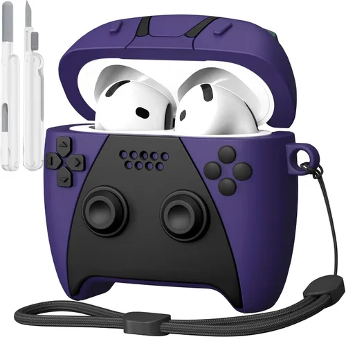 Vista 11 de KOREDA Compatible con estuche AirPods Pro de 2ª/1ª generación con kit de limpieza, funda protectora de silicona con diseño de jugador de juego