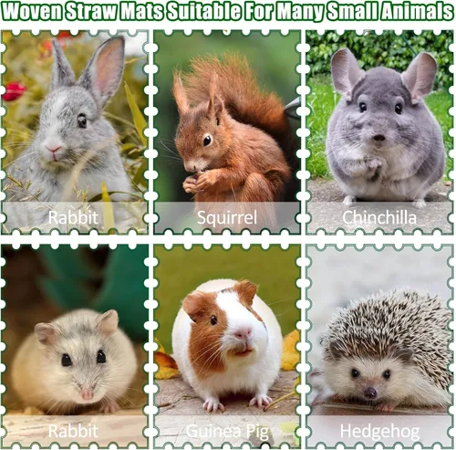 Vista 6 de 2 alfombrillas de hierba de conejo, paja natural tejida en heno para cama de conejo, ropa de cama hecha a mano para mascotas, anidación