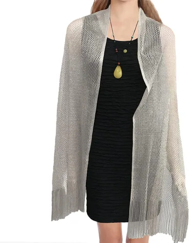 Vista 5 de Yeieeo Sparkling Metallic Shawls and Wraps for Evening Party Dresses with Fringe Scarf