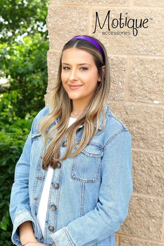 Vista 2 de Motique Accessories Diadema dura de satén púrpura de 1 pulgada