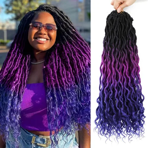 Vista 64 de Rastas de diosa de pelo de ganchillo de 18 pulgadas, 6 paquetes, pelo de ganchillo postizo previamente enrollado, pelo de ganchillo suave