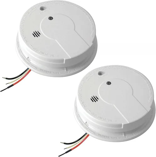 Vista 17 de Kidde Detector de humo cableado, batería de reserva AA, interconectable, indicadores de luz de advertencia LED, paquete de 4