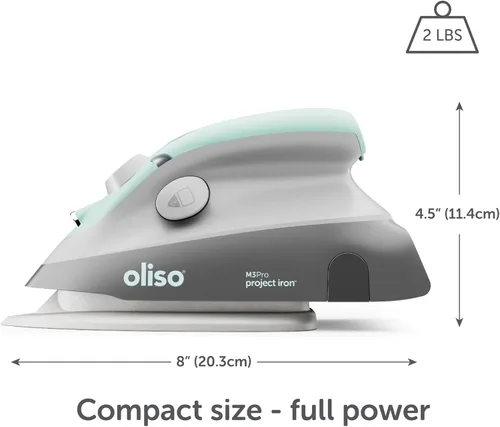 Vista 2 de Oliso M3Pro Project Steam Iron with Solemate (Aqua) + 100% Cotton Durable Ironing Board Cover (Aqua)