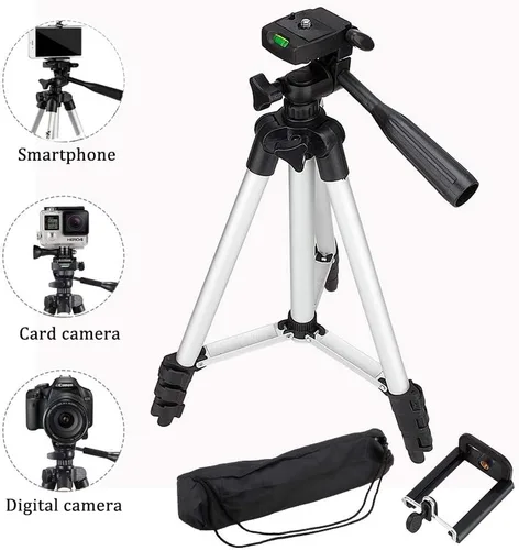 Vista 6 de Soporte para teléfono, trípode flexible de 41 pulgadas para teléfono celular, soporte de aluminio portátil de 4 secciones telescópicas para cámara