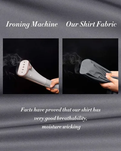 Vista 3 de J.VER Camisa de vestir de manga larga para hombre, estilo informal, elástica, sin arrugas, ajuste regular, abotonada