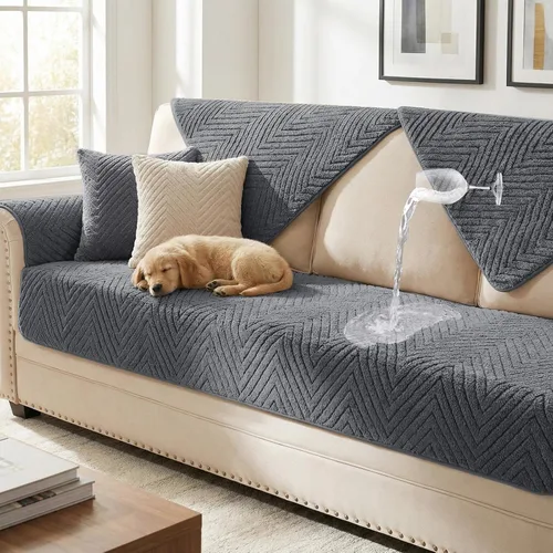 Vista 14 de Turquoize Juego de 2 fundas impermeables para reposabrazos de sofá, antideslizantes, peludas, lavables, gruesas, suaves, fundas protectoras