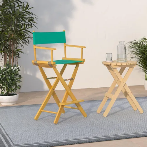 Vista 252 de Casual Home - Silla de director de 24.0 in, marco negro, con lona azul marino, altura de mostrador