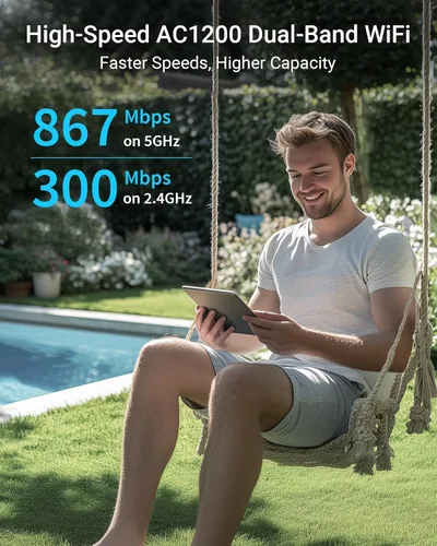 Vista 3 de BrosTrend Punto de acceso AC1200 para exteriores de largo alcance, punto de acceso WiFi Gigabit resistente a la intemperie IP65, doble banda 5 GHz +