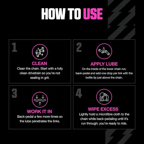 Vista 5 de Muc-Off Lubricante para cadena de bicicleta Bio Dry con paño de microfibra, fórmula a base de cera para cambios de marcha suaves, crea una capa