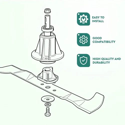 Vista 5 de 918-06989 Conjunto de husillo de cubierta de repuesto para MTD 46" cubierta 618-06989, para Troy-Bilt MTD T1500 T1600 LT 4600 CLT46CVT TB46