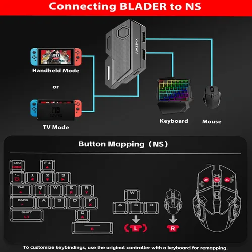 Vista 3 de Adaptador de teclado y mouse para Nintendo Switch/PS4/PS3/Xbox One/Xbox 360 Converter - Mapeo de teclas personalizado, Plug and Play