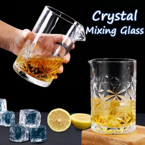 Vista 5 de Gusnilo Vaso de mezcla de cóctel de 24 onzas, vaso de mezcla de barra de cristal de 24.0 fl oz para bar casero, juego de 2