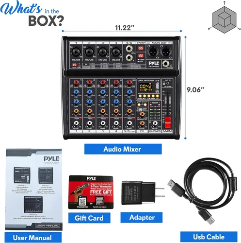 Vista 7 de Mezclador de audio Bluetooth profesional Pyle DJ - Mezclador de sonido con controlador DJ de 6 canales con DSP, 16 efectos preestablecidos, interfaz