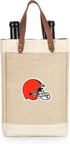 Vista 31 de PICNIC TIME NFL Pinot - Jute 2 Bottle Insulated Wine Bag - Wine Tote Bag - Wine Gift Bag, (Beige)