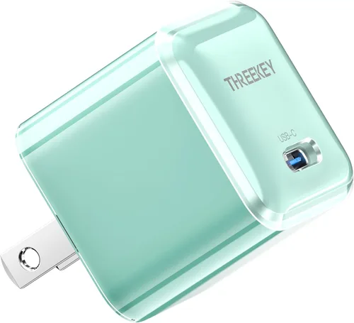Cargador USB C, THREEKEY 30W GaN Fast Wall Charger Block, PD USB-C adaptador de corriente compatible con iPhone 16/15/14/13/12/11, MacBook Air,