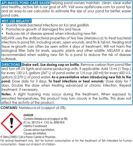 Vista 6 de API POND MELAFIX - Remedio para infecciones de peces de estanque, botella de 64 onzas, negro (176C)