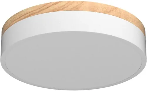 Vista 4 de Lámpara de techo LED de madera regulable, 5CCT 2700K-6000K moderna redonda cerca del techo, lámpara de techo blanca minimalista para dormitorio