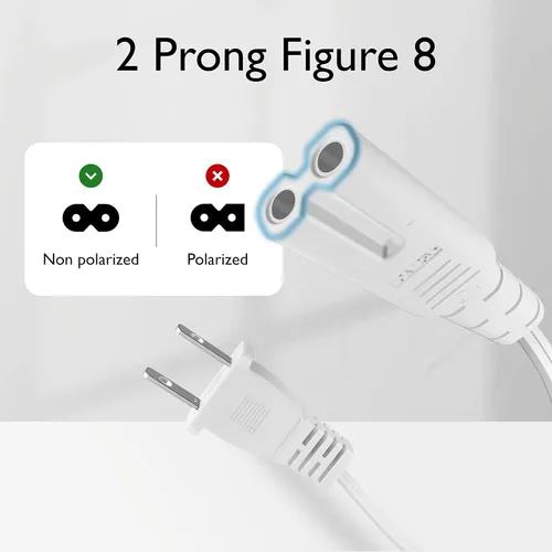 Vista 4 de TNP - Cable de alimentación de 2 clavijas NEMA 1-15P a IEC320 C7 de repuesto para PS5 y PS4, cable de alimentación para Xbox Series S/X, Xbox One