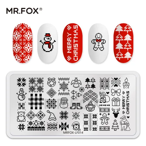 Vista 4 de Juego de placas de estampado de uñas de Navidad, copo de nieve de invierno, muñeco de nieve de Navidad, árbol de Navidad, Papá Noel, 5 piezas