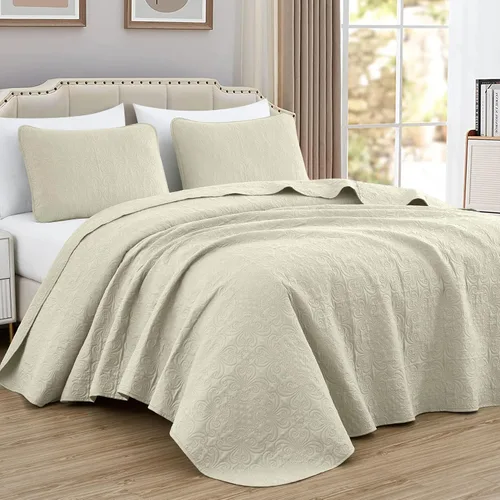 Vista 10 de Chezmoi Collection Luca - Juego de colcha de 3 piezas extragrande, tamaño king, verde azulado - Edredón de verano de microfibra ligera de 118 x 106